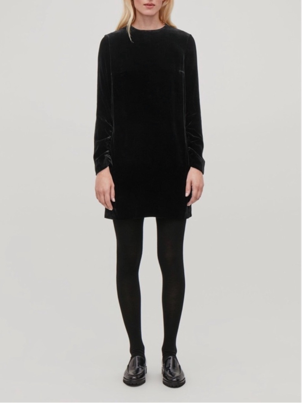 COS Black Velvet Mini Shift Dress